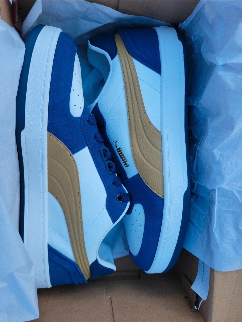 Tenis Puma Caven 2.0 Lux SD Blanco/Azul/Miel Talla 12 US (NIB)